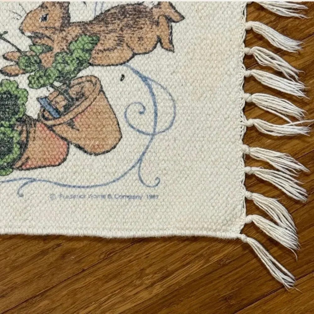 Vintage Peter Rabbit Woven Cotton Nursery Rug/Mat World of Beatrix Potter 39x22